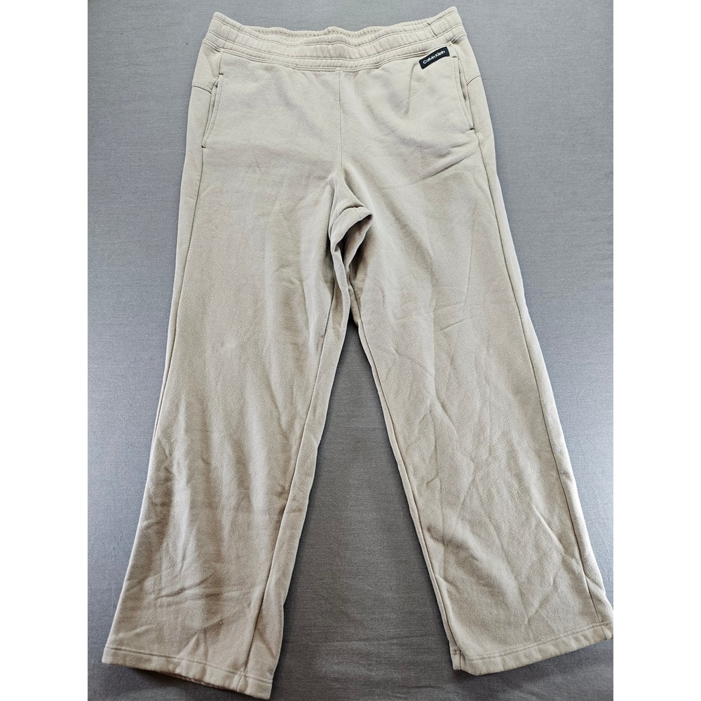 Calvin Klein Mens Tan Beige Fleece Lounge Sweatpants Straight Leg Size M